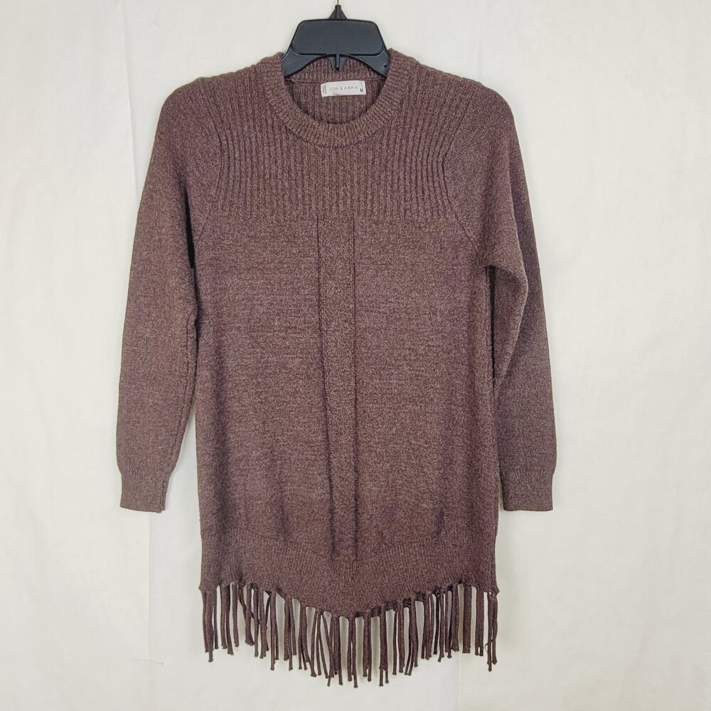 Jon & Anna brown fringe tunic sweater Size medium Cabin Western Retro Cozycore
